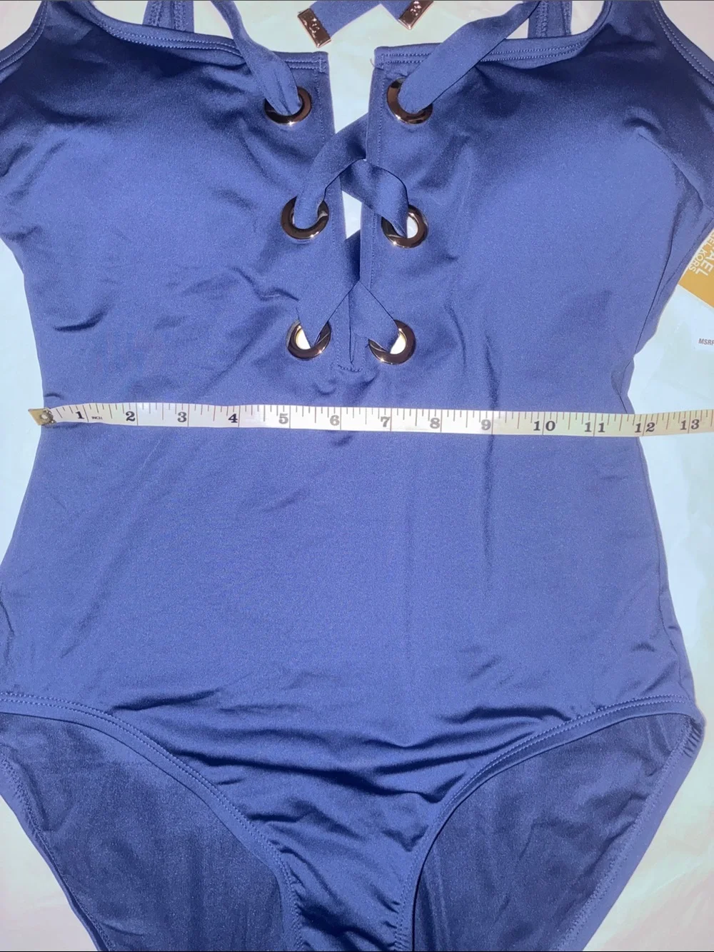 Michael Kors Navy One-Piece Swimsuit with Lace-Up Front